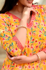 Yesha Yellow Floral Straight Fit Suit Set