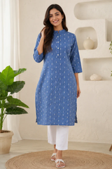 Shivangi Indigo Drape Heritage Premium Printed Denim Kurta
