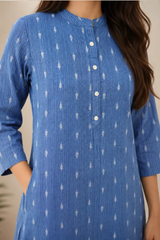 Shivangi Indigo Drape Heritage Premium Printed Denim Kurta