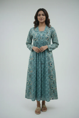“Zehra Teal Garden – Elegant Empire Kurti ”