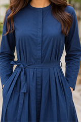 Rhea Blue Elegance Cotton Long Dress