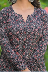 Kalindi Ajrakh Handblock Printed A-Line Kurta
