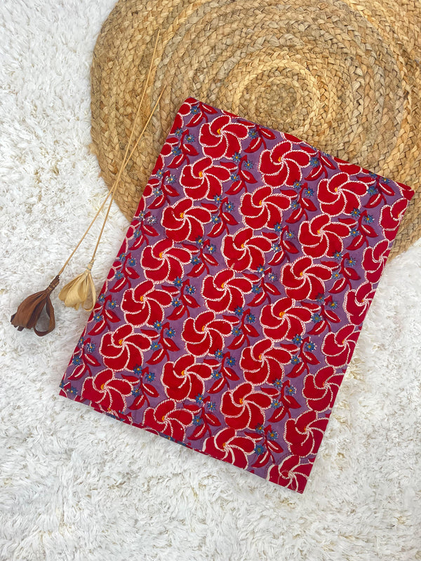 Gardenia red jaal handblock printed cotton fabric(WIDTH 42 INCHES)