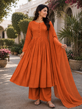 Aabira Blush Grace Mul Chanderi Suit Set with Mul Chanderi Dupatta