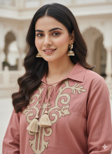 Desert Mocha Traditional Pattern Short Kurti