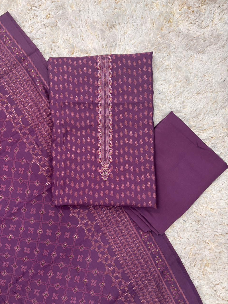 Nooran purple Silk suit set with dupatta
