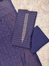Nooran blue silk suit set with dupatta