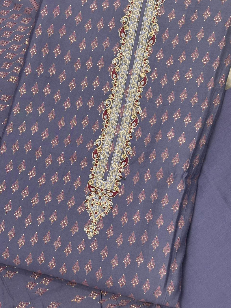 Nooran blue silk suit set with dupatta