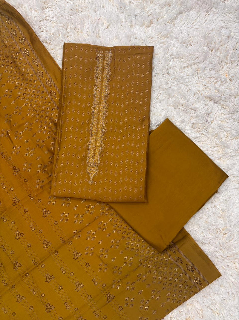 Nooran Yellow Silk Suit Set With Dupatta