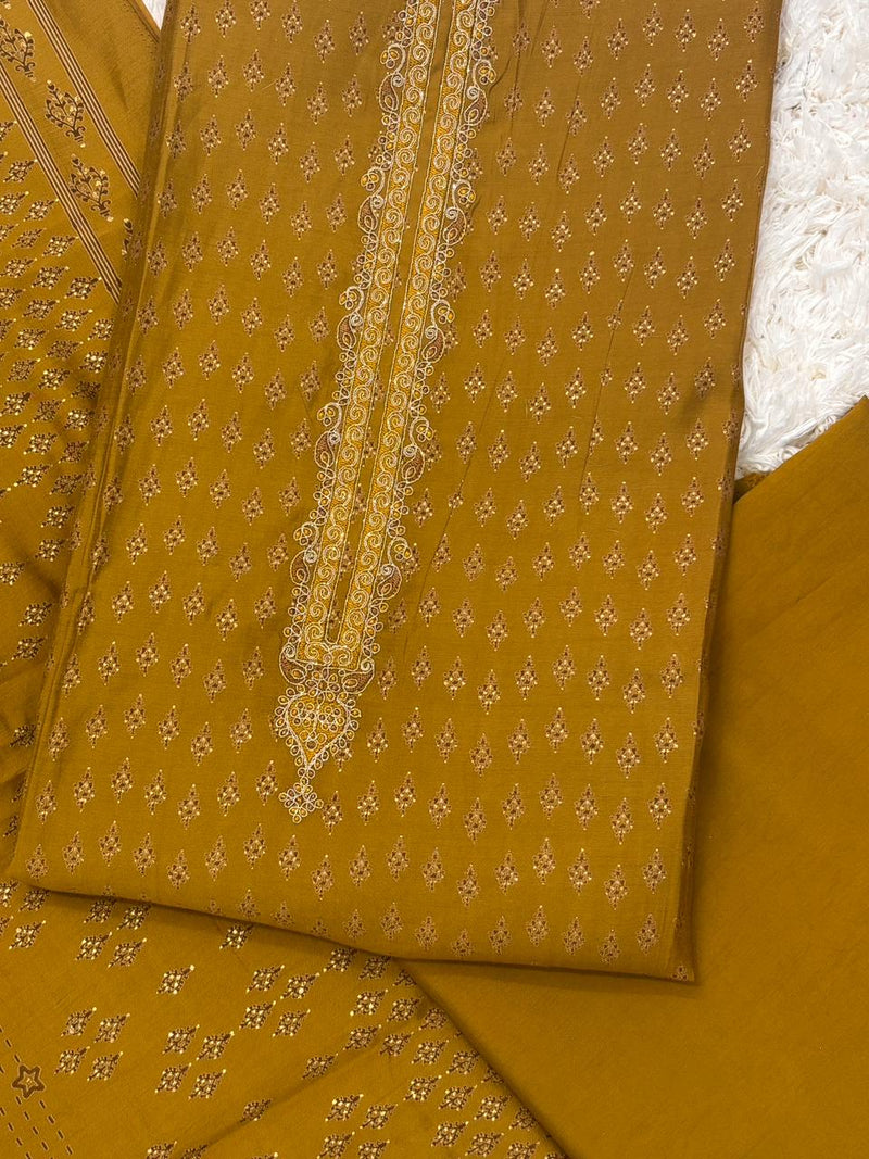 Nooran Yellow Silk Suit Set With Dupatta