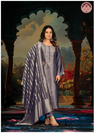 Noorani brown banarsi suit set with dupatta
