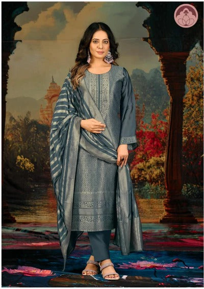 Noorani purple banarsi suit set with dupatta