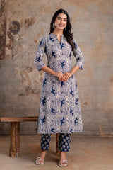 Zohra Black Bloom Cotton Suit Set