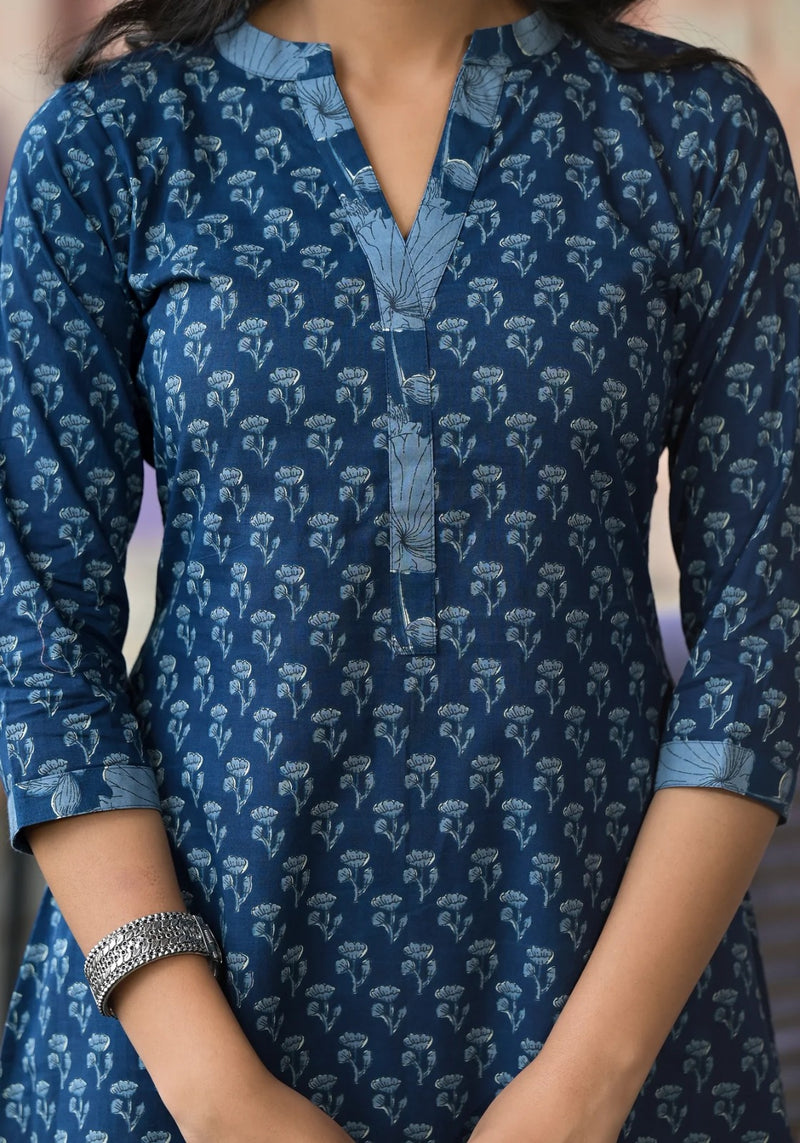 Merry black cotton suit set with mul cotton dupatta