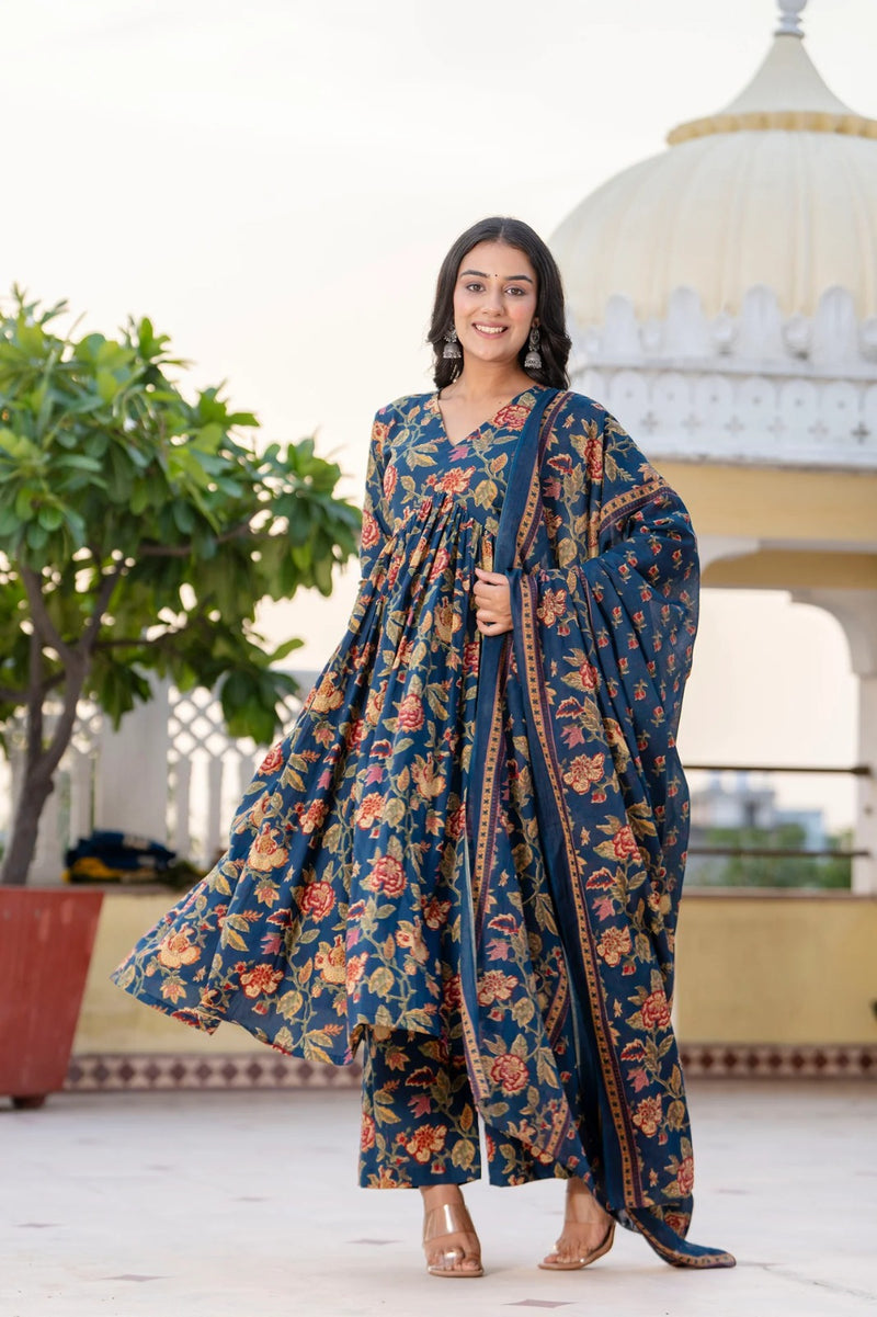 Saanvi Maroon Floral Print Suit Set