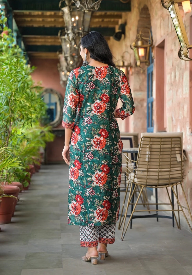 Rumi red chanderi straight suit set with chanderi dupatta