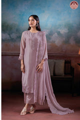 Pastel Grace Pink Embroidered Suit Set with Dupatta