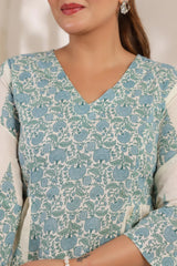 Flora pink floral cotton short kurta