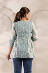 Flora pink floral cotton short kurta