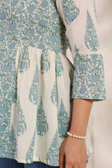 Flora pink floral cotton short kurta