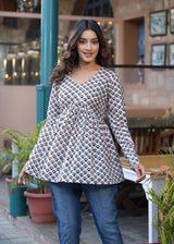 Rosso Red  Handblock Printed Short Kurta