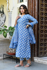 Classic Azure Floral Relaxed Fit Suit set