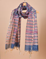 Poetic Purple Floral Handblock Chanderi Silk Dupatta