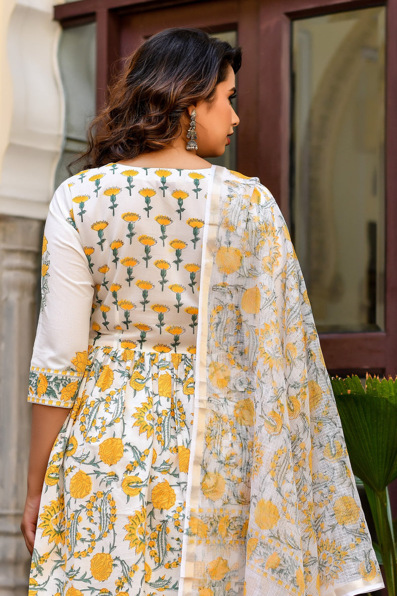 Summer Sunshine  Handblock Fabric (WIDTH 44 INCHES)