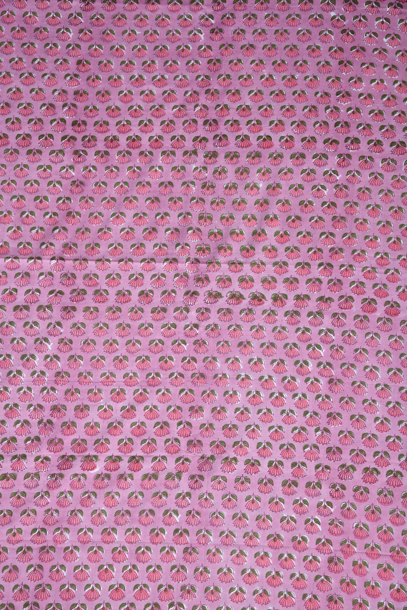 Fern Floral Mul Handblock Fabric (WIDTH 42 INCHES)
