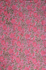 Fern Floral Mul Handblock Fabric (WIDTH 44 INCHES)