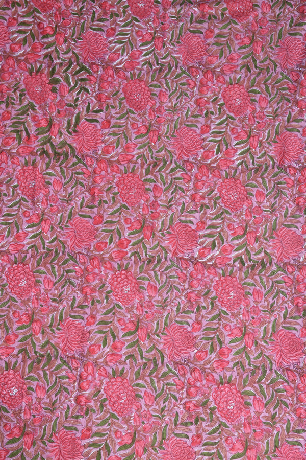 Fern Floral Mul Handblock Fabric (WIDTH 44 INCHES)