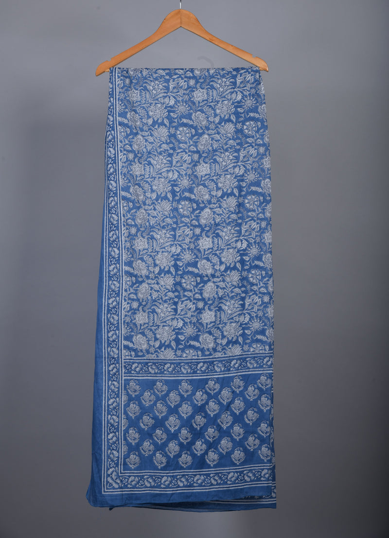 Azure Floral Cotton dupatta
