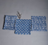 Azure Floral Cotton Unstitched Suit Set With Cotton Dupatta