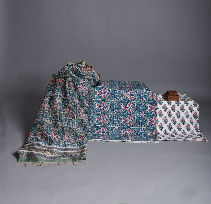Royal Affairs Handblock Unstitched suit set