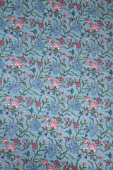 Steel Blue floral Fabric Cotton  (WIDTH 44 INCHES)