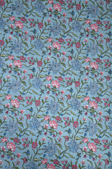 Steel Blue floral Fabric Cotton  (WIDTH 42 INCHES)