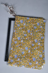 Mustard Treasure Mul Handblock Fabric (WIDTH 44 INCHES)