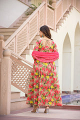 Aabha Long Chiffon Dupatta Dress