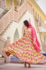 Aabha Long Chiffon Dupatta Dress