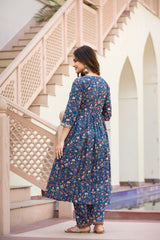 Midnight Blue Lace Detailed Suit Set