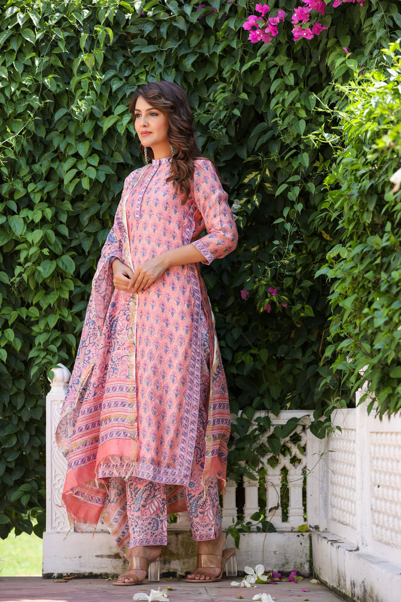 Gulbadan Chanderi Handblock Suit Set