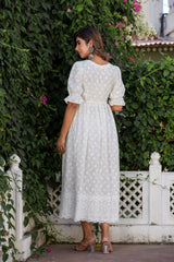 Pure White Embroidered Mixi Dress
