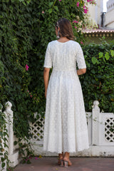 Noble White Anarkali Embroidered Suit Set