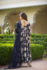 Black Diamond Long Chiffon Dupatta Dress