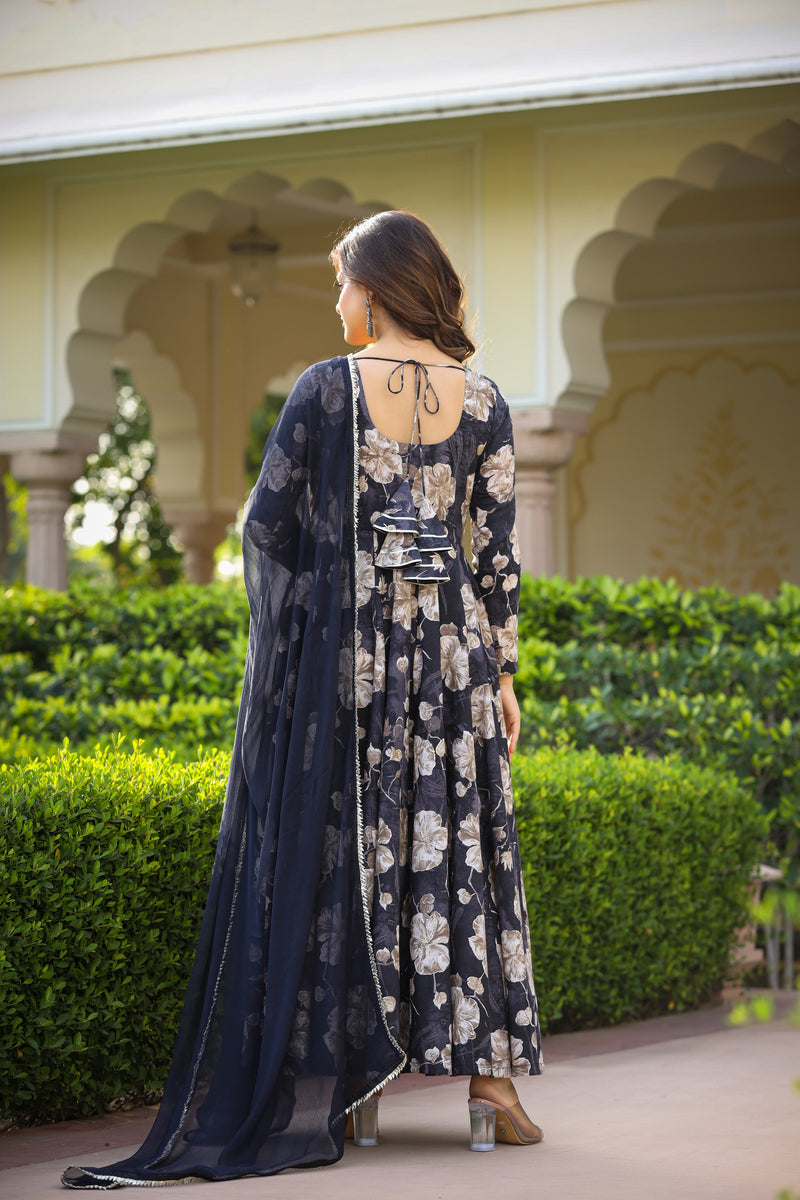 Black Diamond Long Chiffon Dupatta Dress