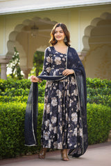 Black Diamond Long Chiffon Dupatta Dress