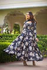 Black Diamond Long Chiffon Dupatta Dress