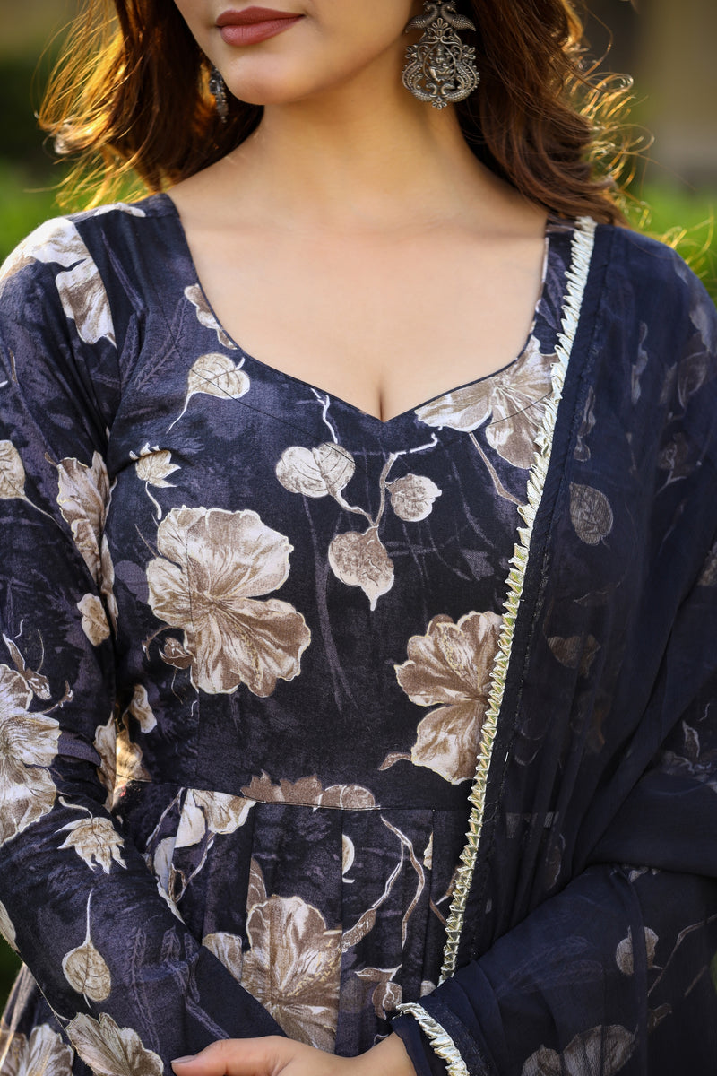 Black Diamond Long Chiffon Dupatta Dress