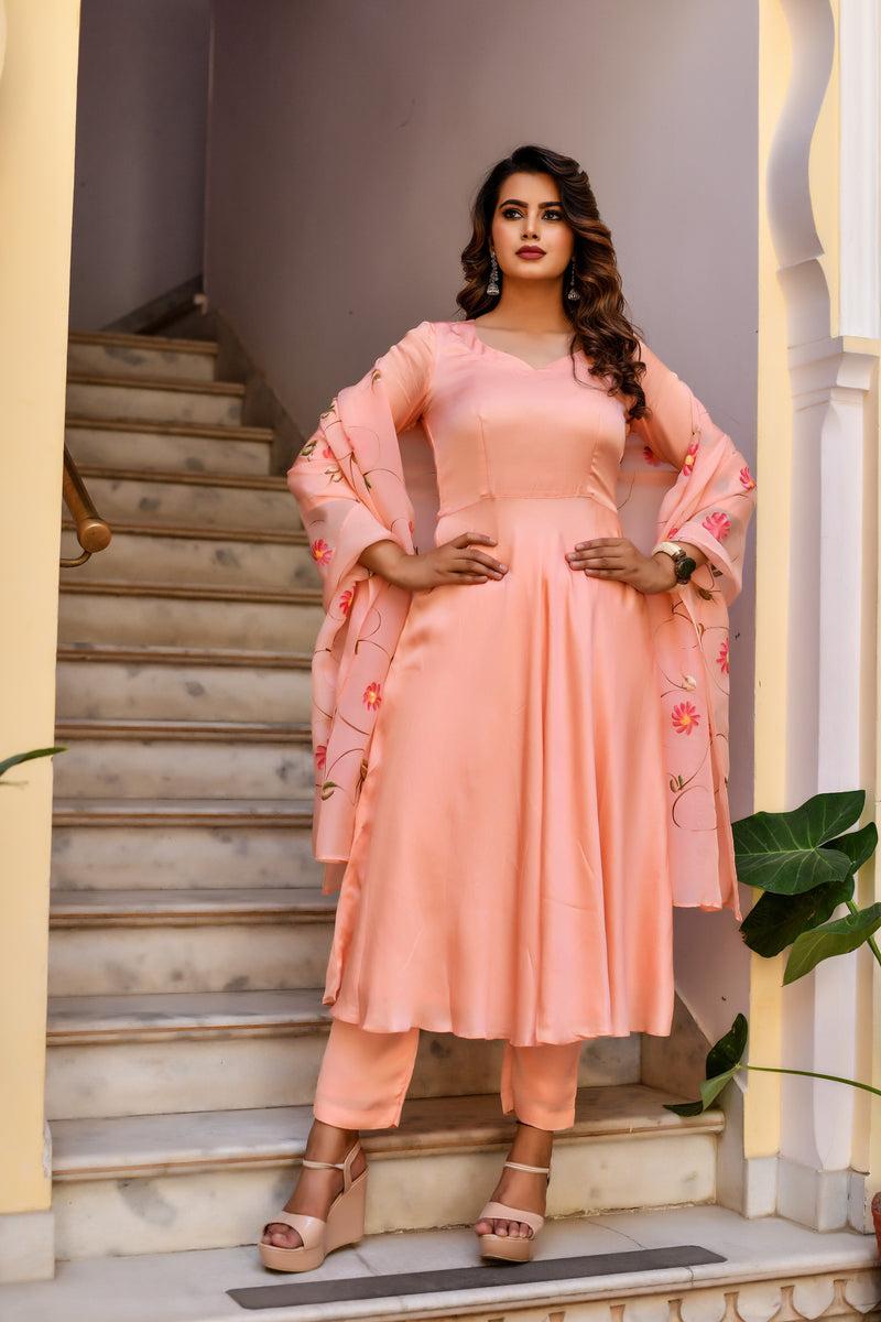 Basira Handpainted Silk Suit Set