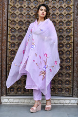 Power Purple Handpainted Silk Suit Set